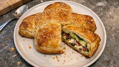 Colomba salata di pasta sfoglia: il rustico di Pasqua con zucchine e pancetta