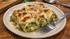 Crespelle al pesto e fagiolini: gratinate al forno con patate e besciamella
