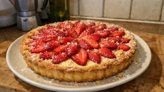 Crostata crema e fragole senza uova né burro: frolla allo yogurt e crema fiordilatte