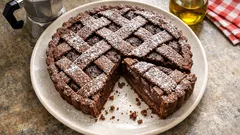 Crostata al cioccolato con frolla al cacao: crema vellutata e griglia perfetta