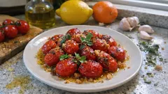 Pomodorini confit al forno: bassa temperatura, origano e scorze di agrumi