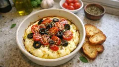 Ricotta al forno in friggitrice ad aria con pomodorini e olive: antipasto pronto in 20 minuti