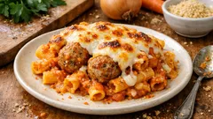 Pasta al forno con polpette di ricotta: cremosa, filante e senza carne