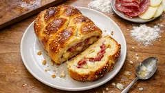Treccia di pan brioche salata farcita: soffice, scenografica e perfetta da affettare